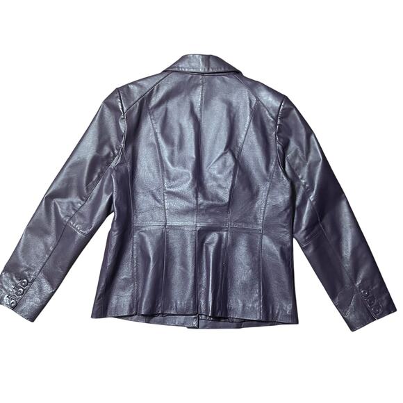 Vintage East 5th Deep Purple Genuine Leather Blazer Jacket Size Large - Picture 2 of 7